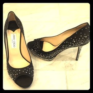Jimmy Choo black satin heels